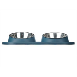 Dog Feeder Blue Metal 40 x 8,5 x 22 cm Double