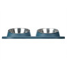 Dog Feeder Blue Metal 40 x 8,5 x 22 cm Double