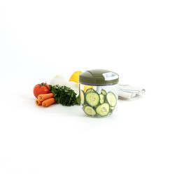 Manual mini chopper with pull cord Quid Naturalia Green Metal 12,5 x 14 cm Manual