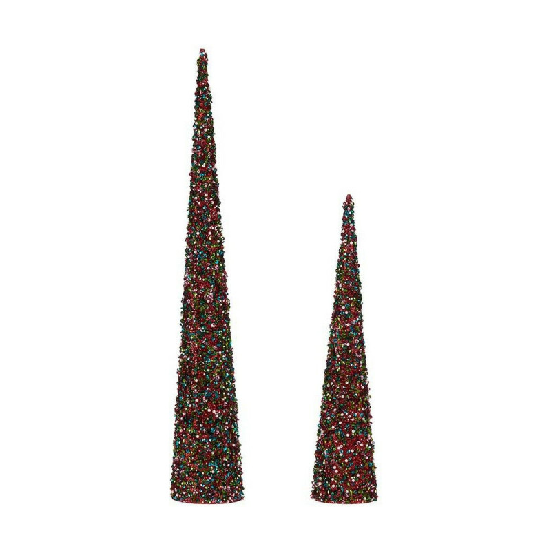 Decoration Christmas Cones Sequins Blue Fuchsia Plastic