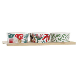 Appetizer Set DKD Home Decor Multicolour Metal Bamboo Stoneware Tropical 4 Pieces 30 x 40 cm 28,5 x 10 x 4,6 cm