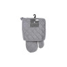 Oven Gloves and Pot Holder Set Atmosphera Grey Cotton