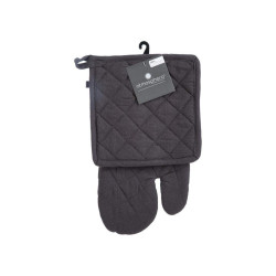 Oven Gloves and Pot Holder Set Atmosphera Cotton Dark grey