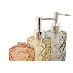 Soap Dispenser Home ESPRIT Yellow Grey Amber Silver Crystal ABS 320 ml 7,5 x 7,5 x 17,5 cm (3 Units)