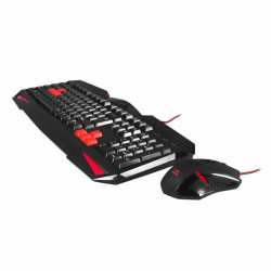 Keyboard and Mouse Tacens MCP1 Black Red Monochrome Spanish Qwerty