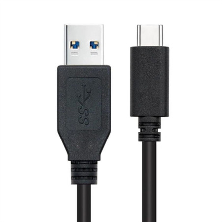 USB A to USB-C Cable NANOCABLE 10.01.4002 Black 2 m (1 Unit)