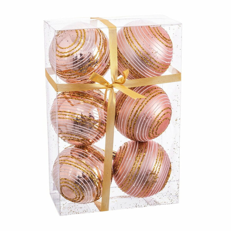 Christmas Baubles Pink Plastic Spiral 8 x 8 x 8 cm (6 Units)