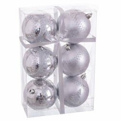 Christmas Baubles Silver Plastic Deer 8 x 8 x 8 cm (6 Units)