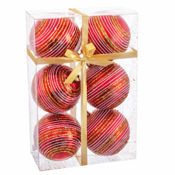 Christmas Baubles Red Plastic Spiral 8 x 8 x 8 cm (6 Units)