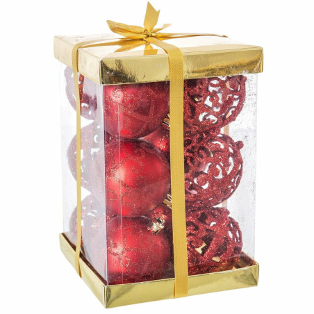 Christmas Baubles Red Plastic 6 x 6 x 6 cm (12 Units)