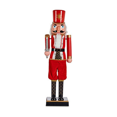 Decorative Figure Red Black Nutcracker 10 x 37 x 9 cm Plastic