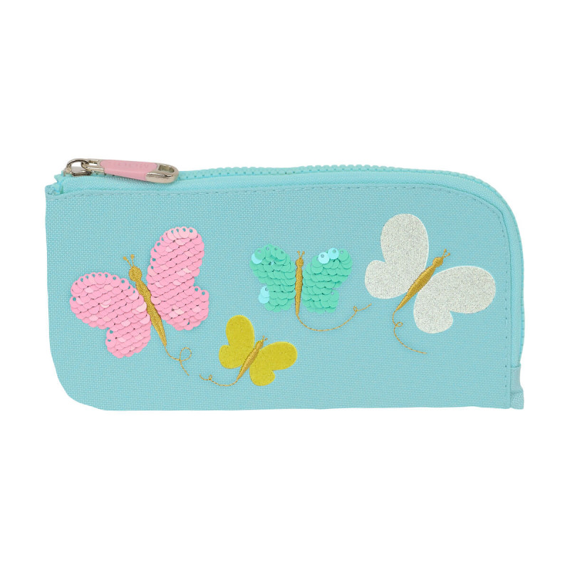 School Case Moos Butterflies Light Blue 23 x 11 x 1 cm