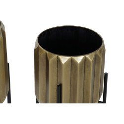 Set of Planters DKD Home Decor Black Golden Metal 33 x 33 x 66 cm