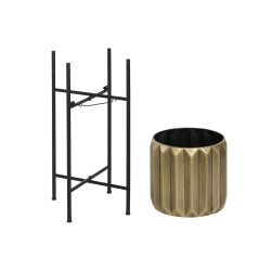 Set of Planters DKD Home Decor Black Golden Metal 33 x 33 x 66 cm