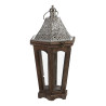 Lantern 32 x 28 x 60 cm Candleholder Brown Silver Fir wood (2 Units)