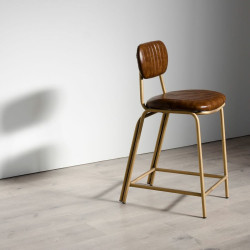 Stool 42 x 49 x 88 cm Golden Metal Brown Polyurethane