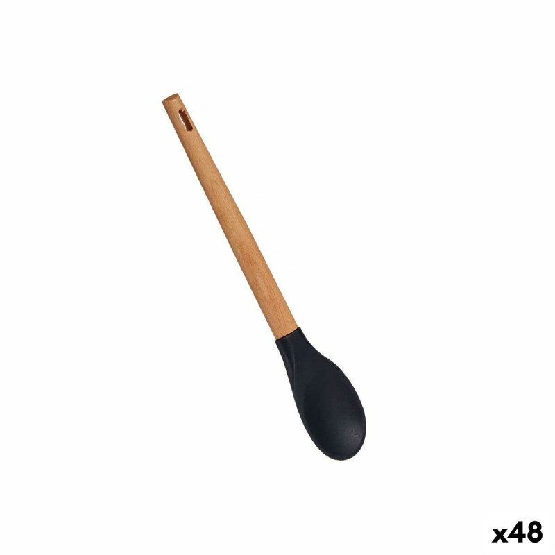 Ladle Black Silicone beech wood 6 x 1,8 x 30,5 cm (48 Units)