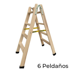 6-step folding ladder Plabell Wood 164 x 31/55 cm