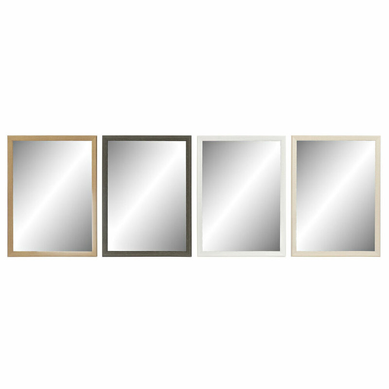 Wall mirror DKD Home Decor 56 x 2 x 76 cm Crystal Natural Grey Brown White polystyrene (4 Pieces)