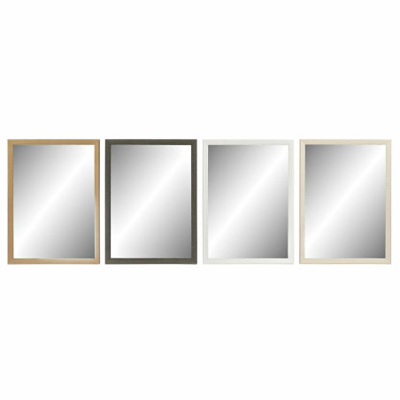 Wall mirror DKD Home Decor 56 x 2 x 76 cm Crystal Natural Grey Brown White polystyrene (4 Pieces)