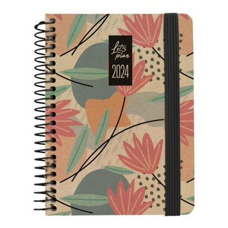 Diary Grafoplas Nature Brown 2024 Flowers A6 10 x 15 cm