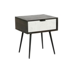 Nightstand DKD Home Decor 45 x 38 x 50 cm Black Metal White Mango wood Wengue