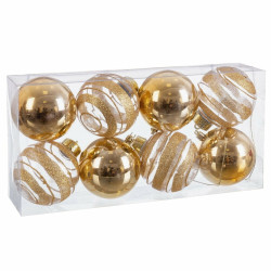 Christmas Baubles Golden Plastic 8 x 8 x 8 cm (8 Units)