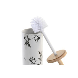 Toilet Brush DKD Home Decor 10 x 10 x 38,5 cm Black Metal White Stoneware