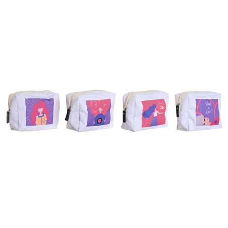 Travel Vanity Case DKD Home Decor White polialgodon 15 x 6 x 12 cm (4 Units)