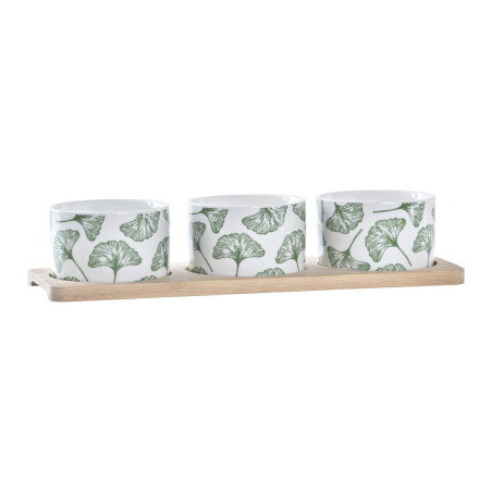 Appetizer Set DKD Home Decor Bamboo Stoneware Sheets 3 Pieces 4 Pieces 28 x 9,7 x 1,5 cm