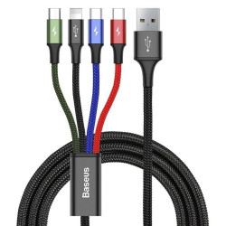 USB Cable to Micro USB, USB-C and Lightning Baseus CA1T4-B01 Black 1,2 m