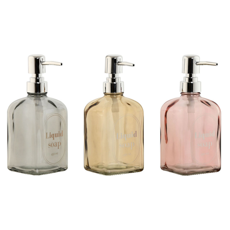 Soap Dispenser Home ESPRIT Orange Pink Amber Crystal ABS 450 ml 8 x 7,5 x 19 cm (3 Units)