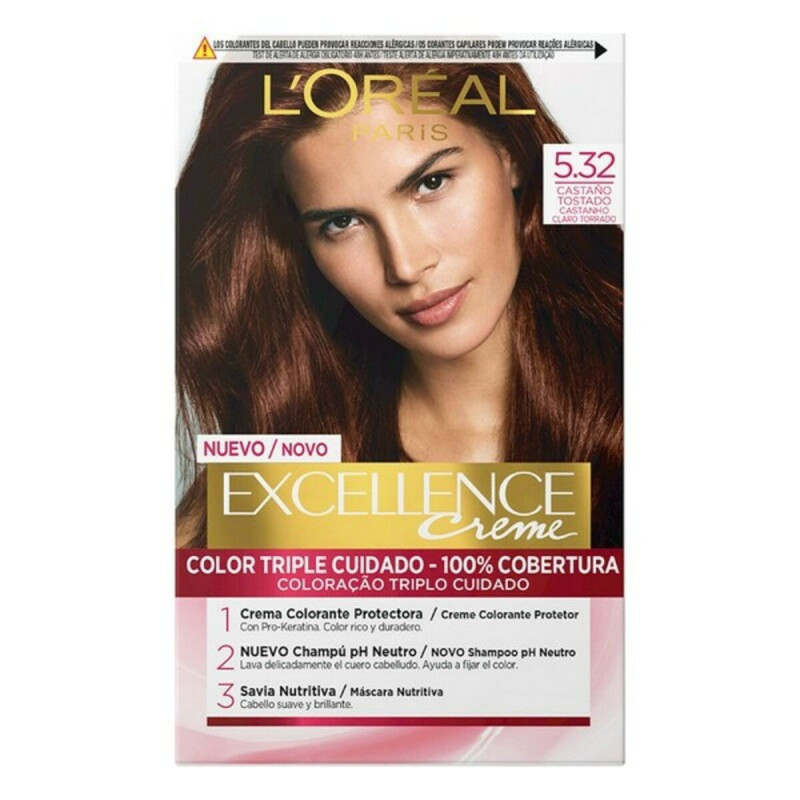 Permanent Dye Excellence L'Oréal Paris AA112600 5.32 Nº 9.0-rubio muy claro Nº 8.0-rubio claro 192 ml