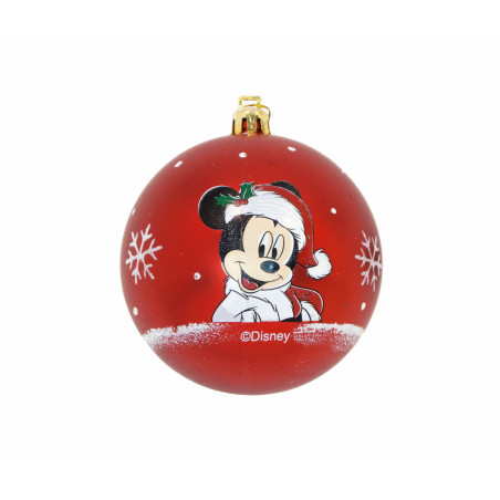 Christmas Bauble Mickey Mouse Happy smiles 6 Units Red Plastic (Ø 8 cm)