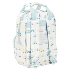 School Bag Safta Cars White Light Blue