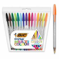 Set of Biros Bic Cristal Multicolor 15 Pieces Multicolour 0,42 mm (15 Pieces)