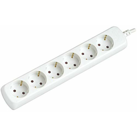 Schuko 6 Way Multi-socket Adapter Silver Electronics 9626 White