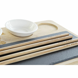 Sushi Set DKD Home Decor PC-186227 White Black Natural Bamboo Board Modern Oriental 28,5 x 18,5 x 2,6 cm (9 Pieces) (28,5 x 18,5