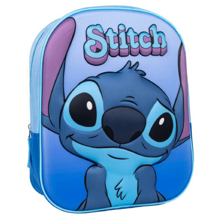 3D School Bag Stitch Blue 25 x 31 x 10 cm