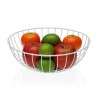 Fruit Bowl Versa Damasco White Metal Steel MDF Wood 28 x 10 x 28 cm