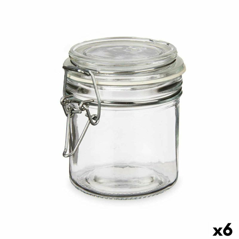 Jar Transparent Metal Glass Silicone 250 ml 11,5 x 10 x 8,5 cm (6 Units)