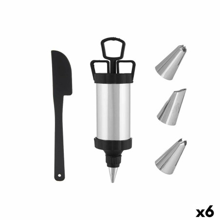 Pastry Bag Set Black Silver Stainless steel (6 Units)