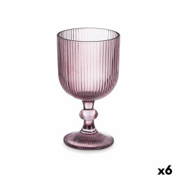 Wineglass Stripes Pink 370 ml (6 Units)