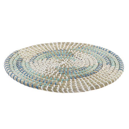 Table Mat DKD Home Decor White Turquoise Natural 33 x 1 x 33 cm