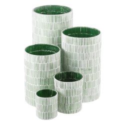 Candleholder Green Crystal Cement 13 x 13 x 20 cm