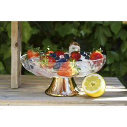 Tray DKD Home Decor Transparent Golden Metal Crystal 25 x 25 x 11 cm (12 Units)