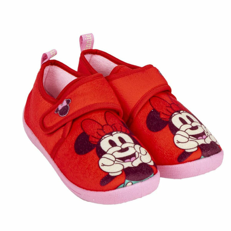 House Slippers Minnie Mouse Red Velcro