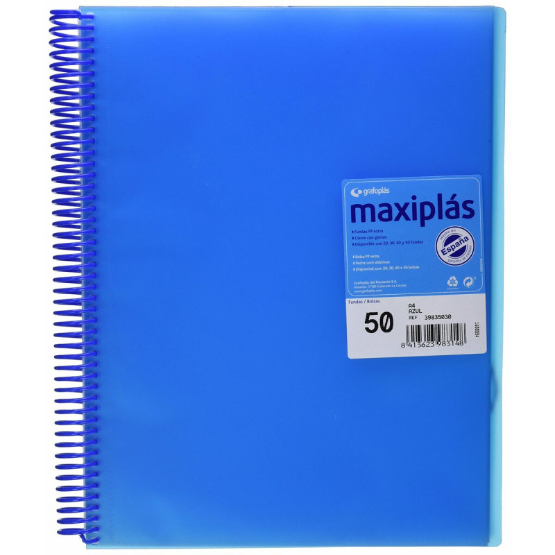 Document Folder Grafoplas Maxiplas 50 Covers Blue A4