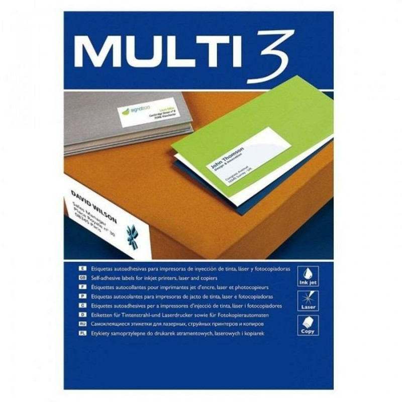 Printer Labels MULTI 3 64 x 33,9 mm White Rounded 100 Sheets (24 Units)