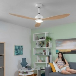 LED Ceiling Fan with 3 ABS Blades Wuled InnovaGoods Wood 36 W 52" Ø132 cm